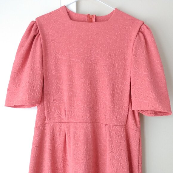 Mennonite Cape Dress 40" Bust 34" Waist Pink Modest Stretchy Textured - Picture 3 of 14